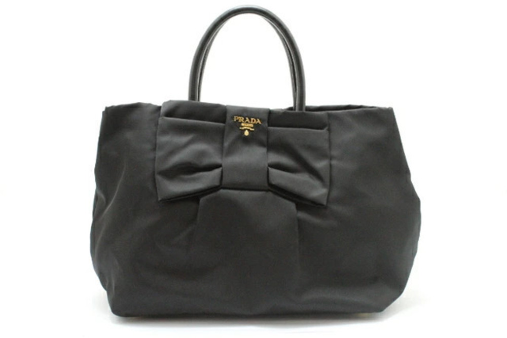 Prada bag handbag ribbon calfskin black